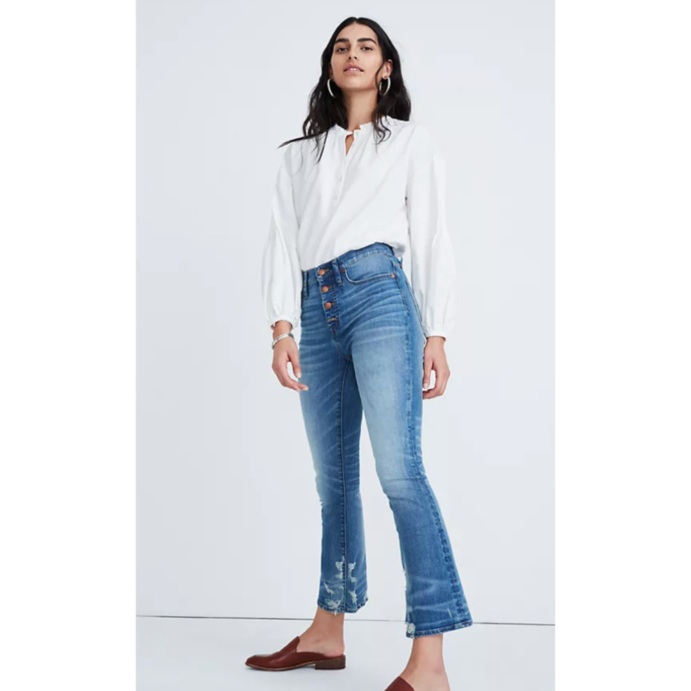 Madewell Petite Cali Demi-boot Jeans Bess Wash Button Fly Size 31P